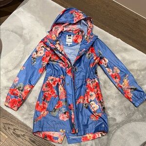 Joules RIGHT AS RAIN Floral Blue Women's Waterproof Rain Jacket
